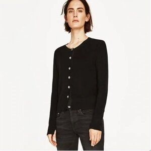 Zara knit rhinestone button cardigan size Large Black